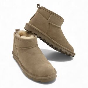Bearpaw Women’s Shorty Suede Boots Sheepskin Wool Lined Ankle Booties